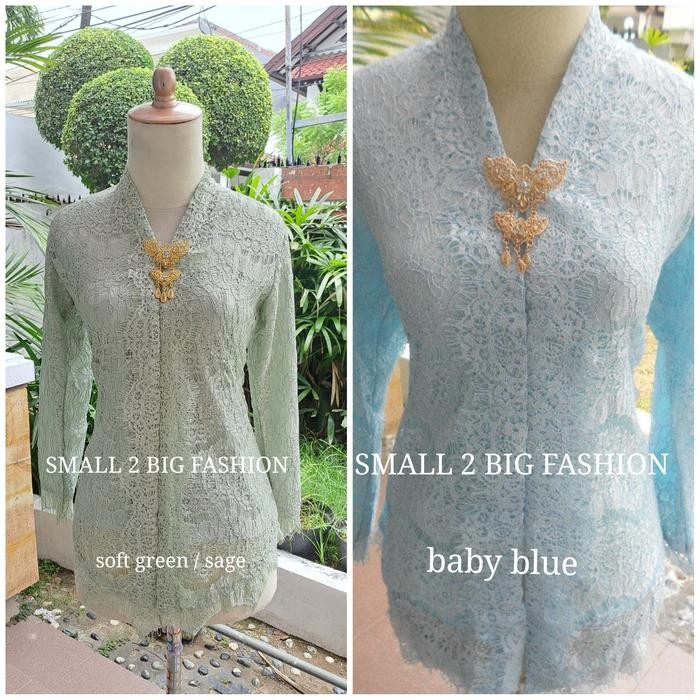 kebaya brokat panjang hijau army botol mint