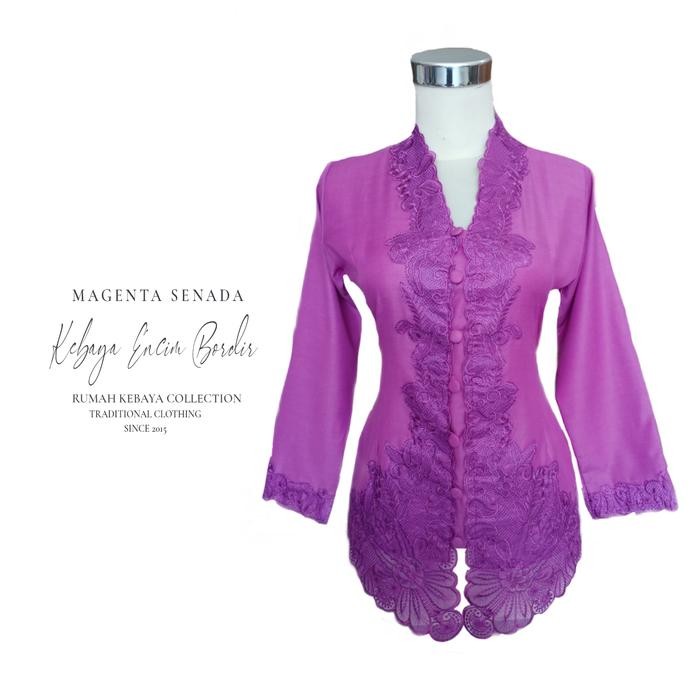 Kebaya Encim Bordir Modern Kartini Katun Magenta Jumbo