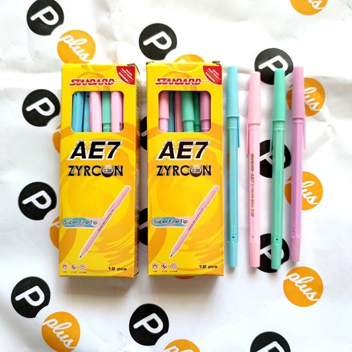 New Pulpen / Ballpoint STANDARD AE7 Zyrcon (warna warni)(12pcs)