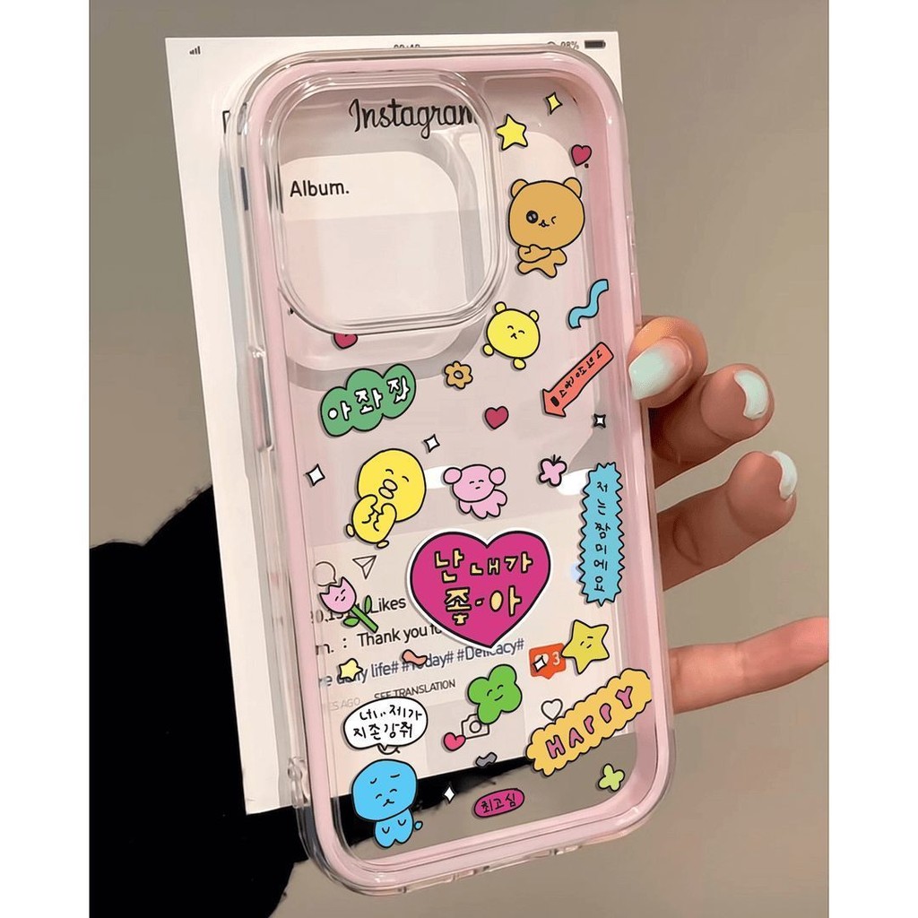Bunga Beruang Girl Lucu Love Casing Iphone 17 Air 16 Pro Max 16E 12 Mini 11 7 8 X Xs Xr 14 13 15 Plu