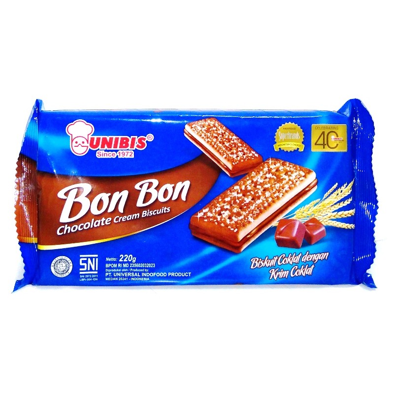 

S17551 UNIBIS BON BON CHOCOLATE CREAM BISCUIT 191GR MAJU BERSAMA (20250916)