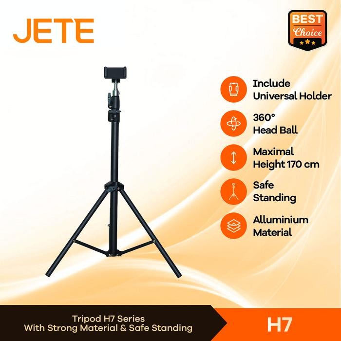 tripod jete h7 hp kamera webcam holder 1.7 meter aluminium - garansi 2 tahun [kualitas terbaik]