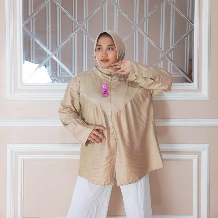 Pilihan- Kemeja Crinkle Airflow Wanita Jumbo Busui Friendly Model Terbaru 2024 Nyaman Rayon