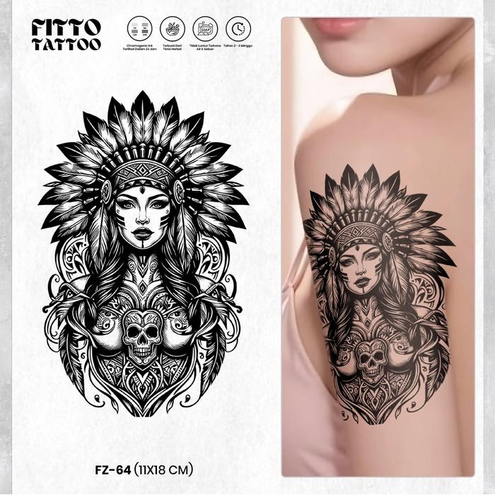 Tato temporer tattoo fruit ink semi permanen cewek tatoo temporary tatto Wanita dayak