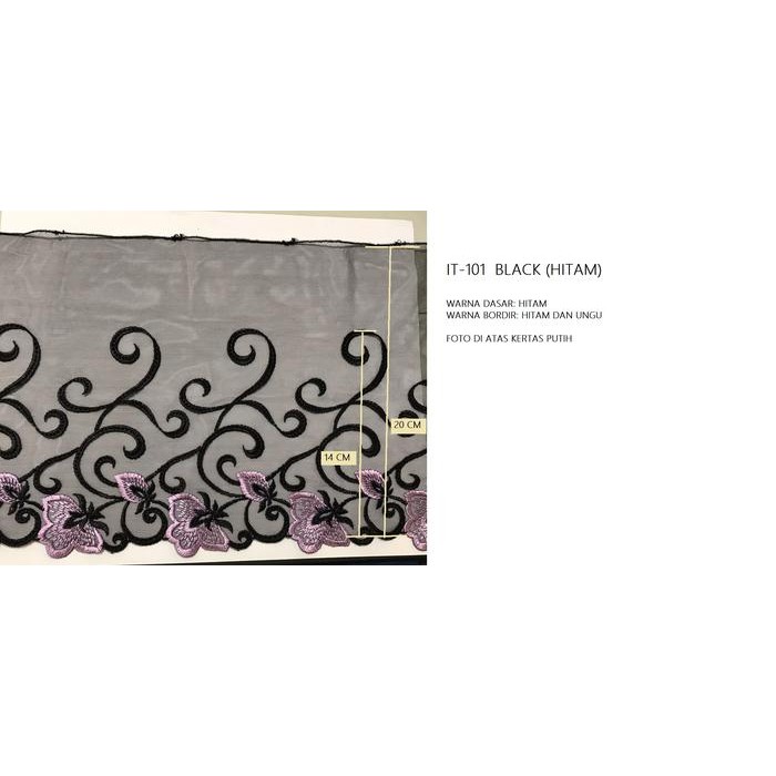 Renda It-101 Black (Hitam) Lebar: 20 Cm
