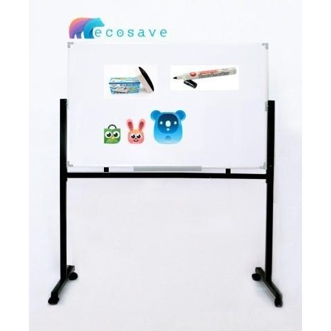 

Whiteboard Standing Magnetic 120x240 cm Single Face ( Papan Tulis White Board Magnetik Kaki Beroda 1