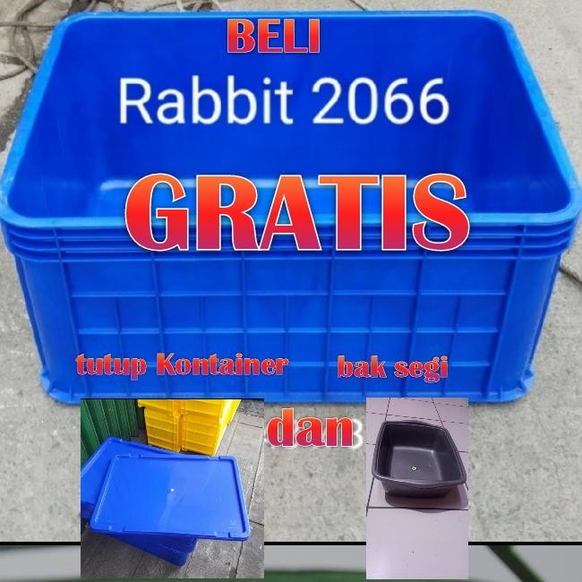 PROMO BOX KONTAINER PLASTIK RABBIT 2066 gratis TUTUP&BAK SEGI