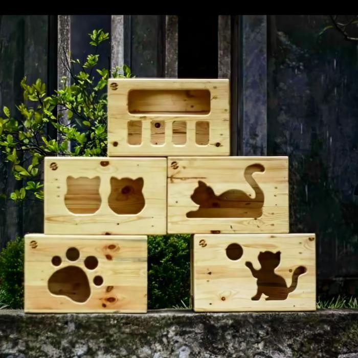 Chocolatoslatoe Cat Box / Rumah Kucing Kayu / Kandang Kucing Kayu Minimalis
