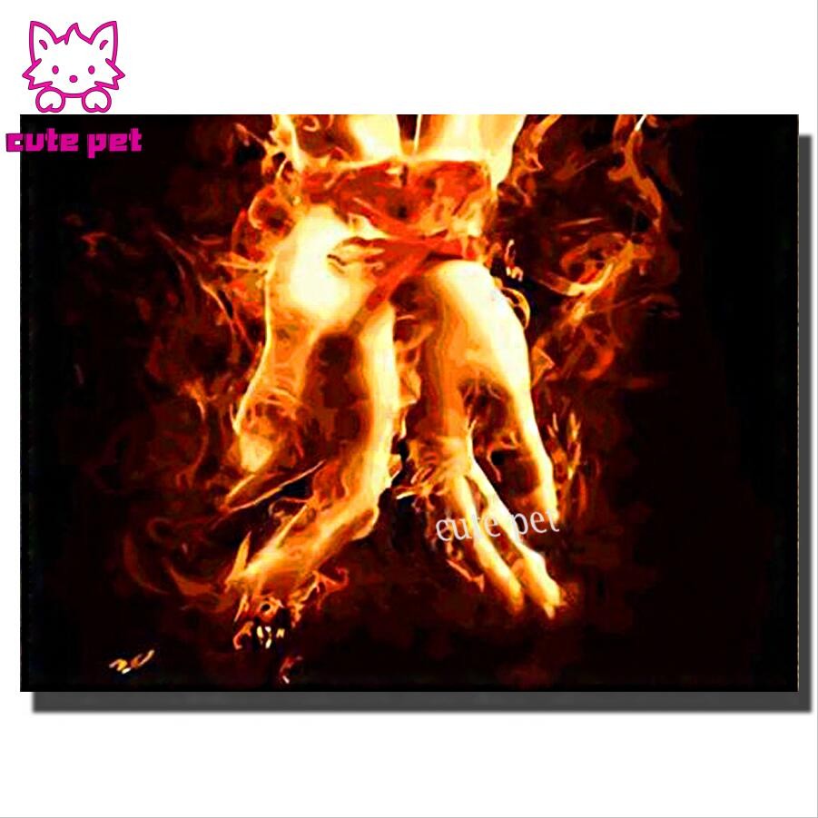DIY Diamand painting Abstract flame couple hands paintings by numbers Full Square round drill diamon