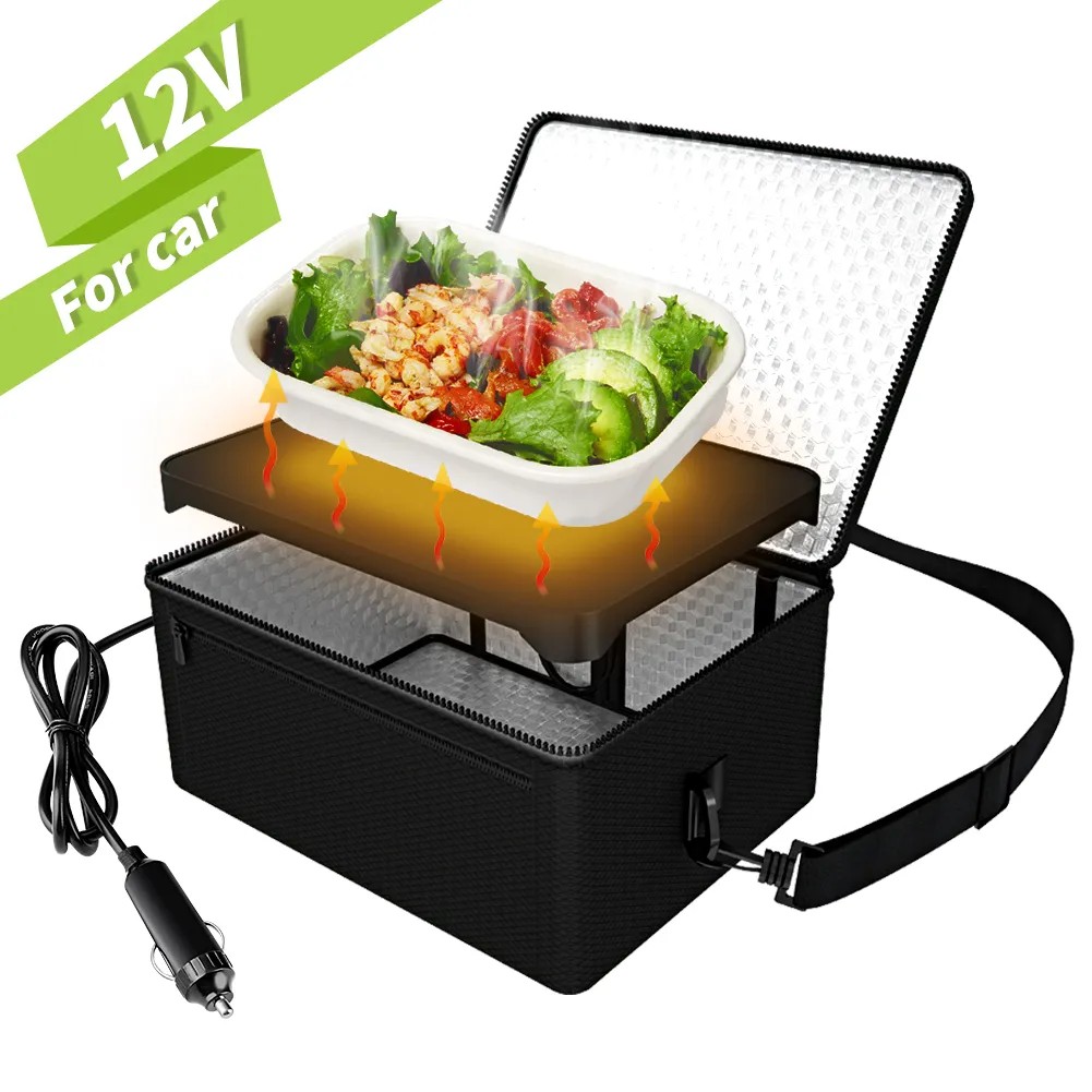 Electric Lunch Box 12V Car Food Warmer Personal Mini Oven Portable Heated Lunch Box for Meals Reheat