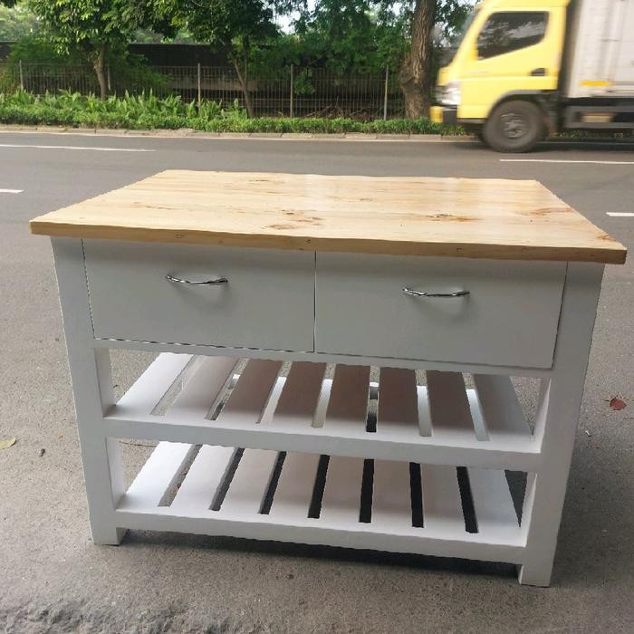 MEJA DAPUR PAKE LACI / MEJA SERBAGUNA BAHAN KAYU JATI BELANDA