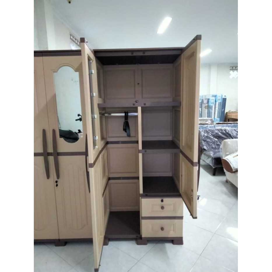 Lemari Pakaian Plastik Olymplast OTC WOOD 4P