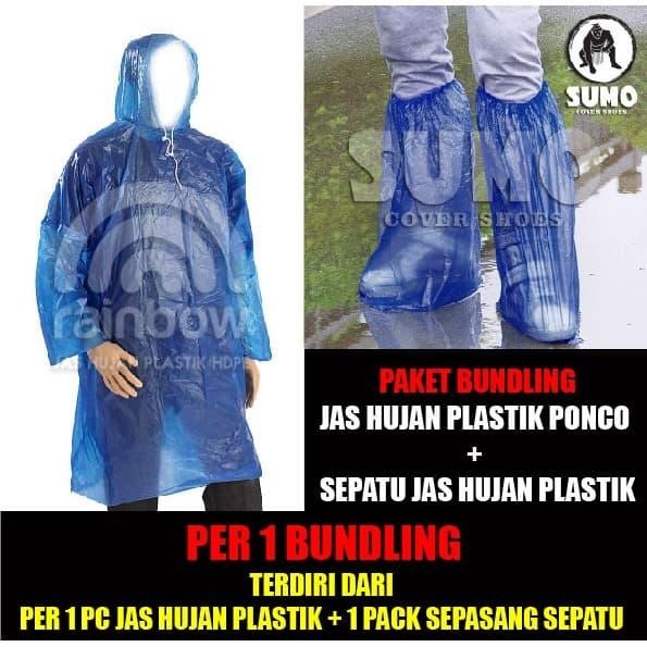 Jas Hujan Plastik + Jas Hujan Sepatu Plastik = Baju + Sepatu