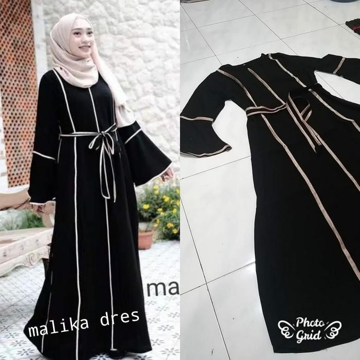 Abaya remaja terbaru gamis simple jetblack Hitam Lembut Bordir Turki Muslim Wanita Dress Arab Umroh