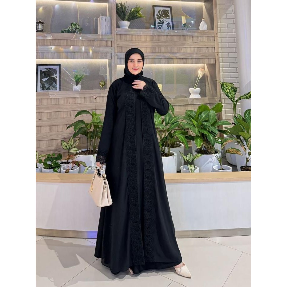 GALERI SICANTIK - COD - Gamis Abaya Hitam Simple Elegan 2024 Terbaru