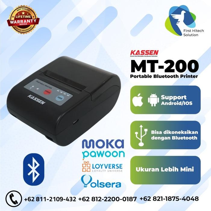Ready BLUETOOTH PRINTER THERMAL - KASSEN MT200 MT-200 BLUETOOTH