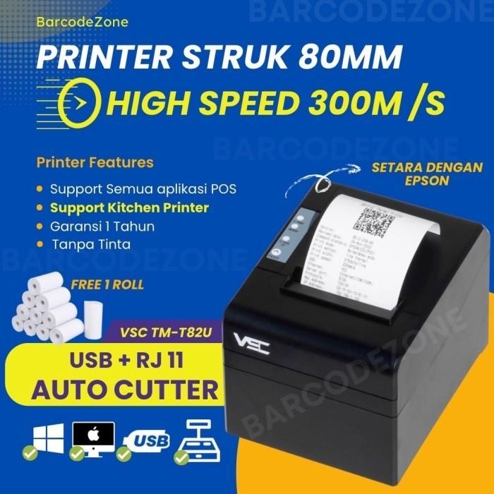 Ready PRINTER KASIR THERMAL VSC TM-82U (USB) PRINTER KASIR STRUK RJ11 EPSON