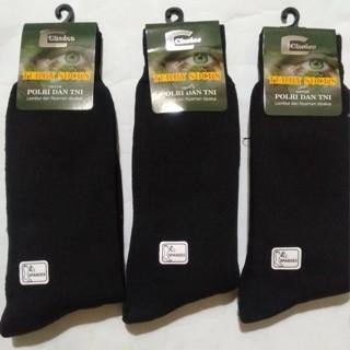 3 Pasang Kaos Kaki PDL Hitam Tebal Super TNI/POLRI/PDH/PDH - Katun, Unisex, Wanita Pria Panjang