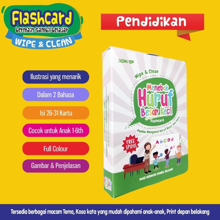 Flash Card Edukasi Anak Mudah / Berhitung Angka / Huruf Besar / Huruf Kecil / Hijaiyah / KONSEP -