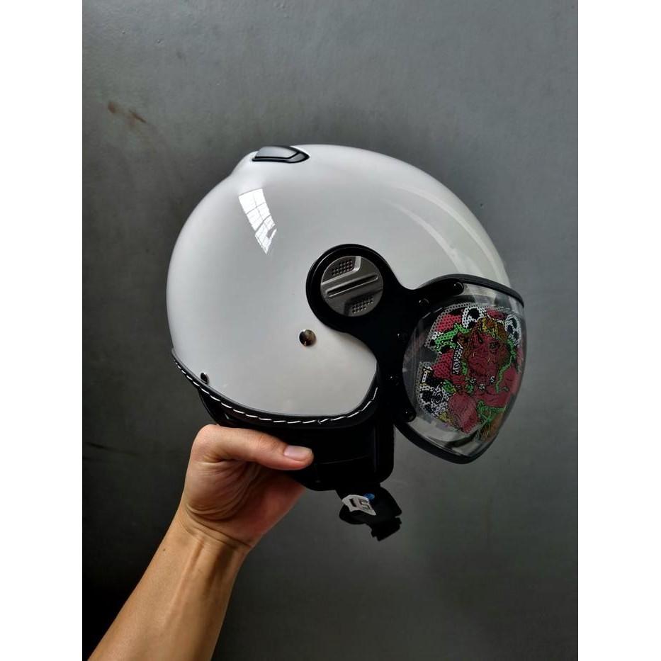 ZEUS 210K WHITE RETRO SINGLE VISOR HELMET