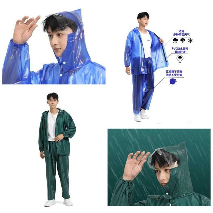 Jas Hujan Setelan Dewasa Wanita Pria Jas Hujan Set Baju dan Celana