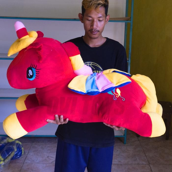 Boneka Unicorn Kuda Poni Jumbo Panjang 1 meter Berlabel SNI