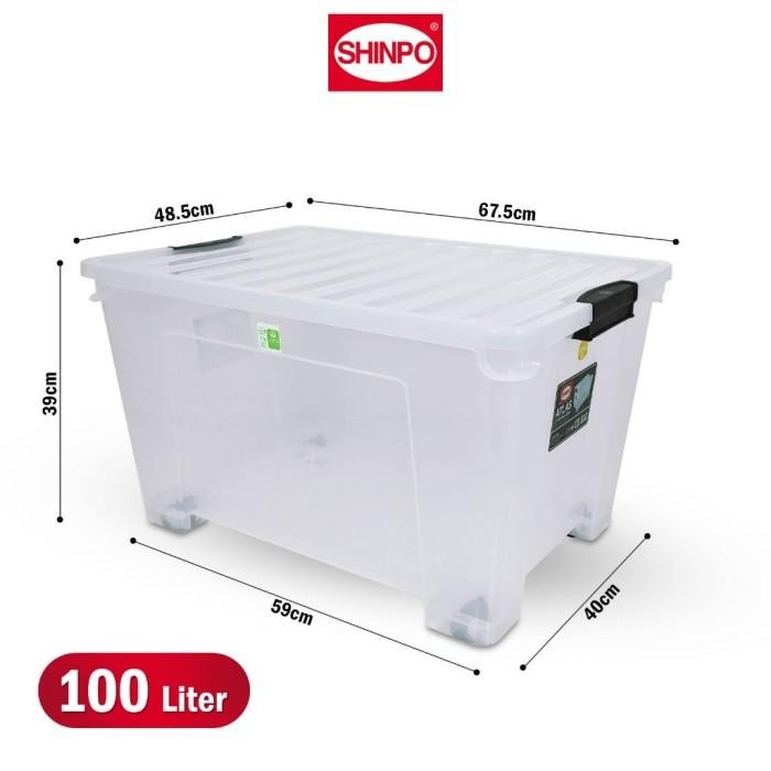 Shinpo Box Container CB 100 Liter Bening Transparan Kontainer Industri Rak Susun Tempat Baju Pakaian