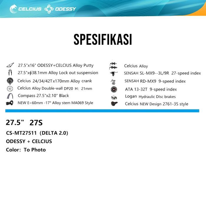 Terbaru Sepeda Gunung MTB Celcius Delta Frame Alloy 27.5" - 27 speed