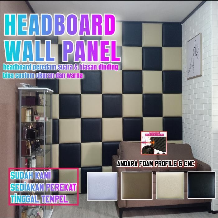 LEATHER HEADBOARD WALLPANEL STICKER PEREDAM SUARA / HIASAN DINDING