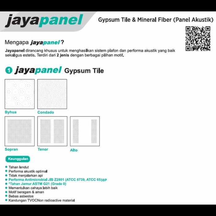 Plafond Akustik / Gyptile Byhua / Jayaboard / 60X60 Cm / Per Lembar