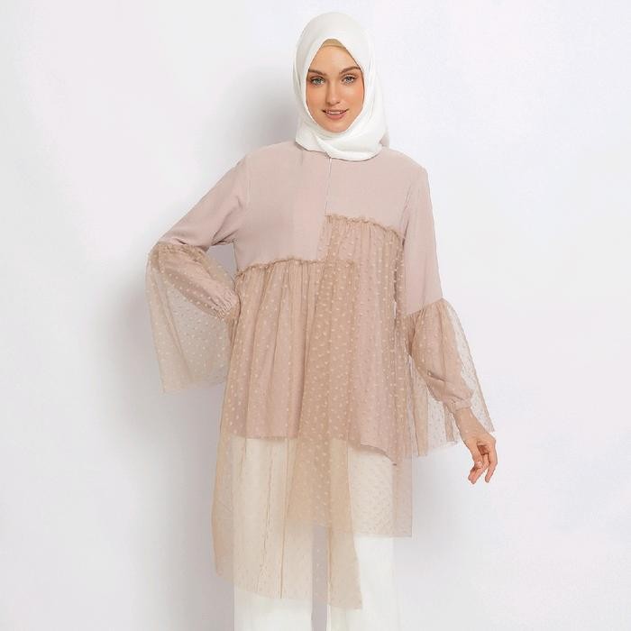 lplw- Emikoawa Tunik Tile Dot Busui Friendly / Baju Kondangan Murah Mewah Nyaman Fit Panjang