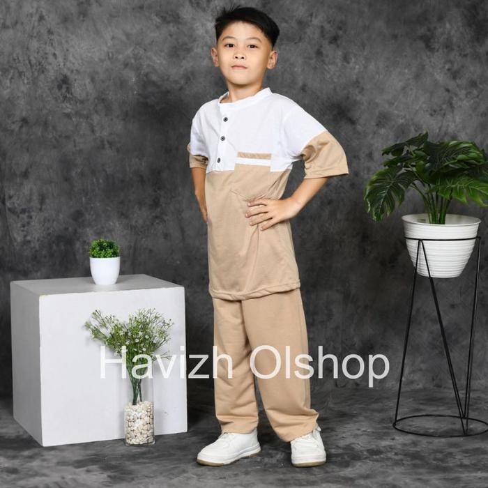 2pt5- Fashion Muslim Koko Reyhan 1-12 Tahun Bahan Kaos Terbaru Anak Setelan Baju Panjang