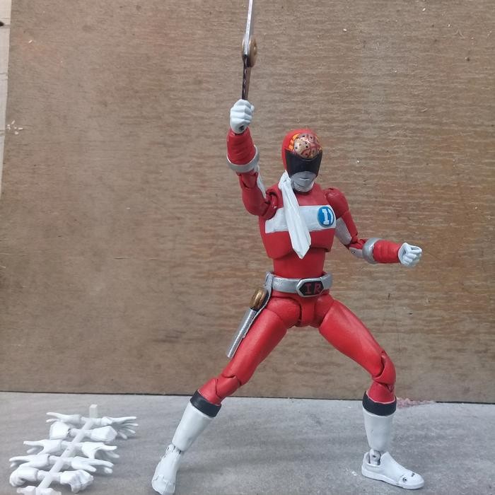 h4d2- Action Figure Custom Shf Denzy Red Denziman Power Rangers Super Sentai