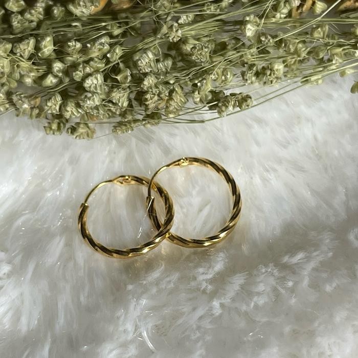 ahxj- Anting Anak+ Anting Bulat Emas Muda + Anting Bayi Bulat + Anting Ulir Bulat