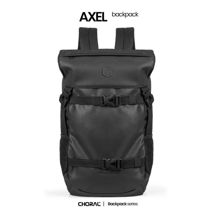 CHORAL AXEL BACKPACK TAS RANSEL PRIA TAS PUNGGUNG TAS TRAVEL RANSEL HITAM