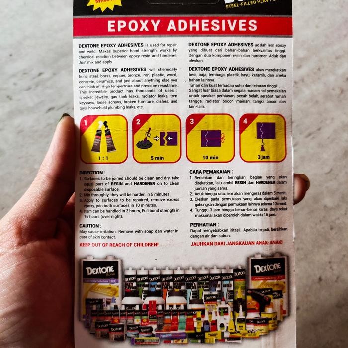 7mu4- Lem Dextone 5M Besar 48Gram / Lem Dextone Plastic Steel Expoxy / Lem Besi 5 Menit