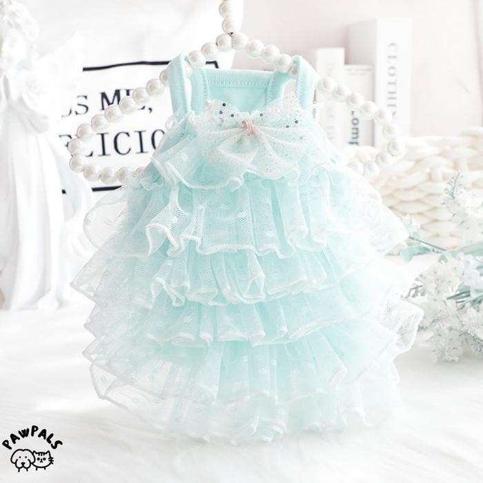 Jasmine Dress - Baju Anjing Kucing Doggie Puppy Dress Betina Biru Tutu Gaun Prewedding Acara Fashion