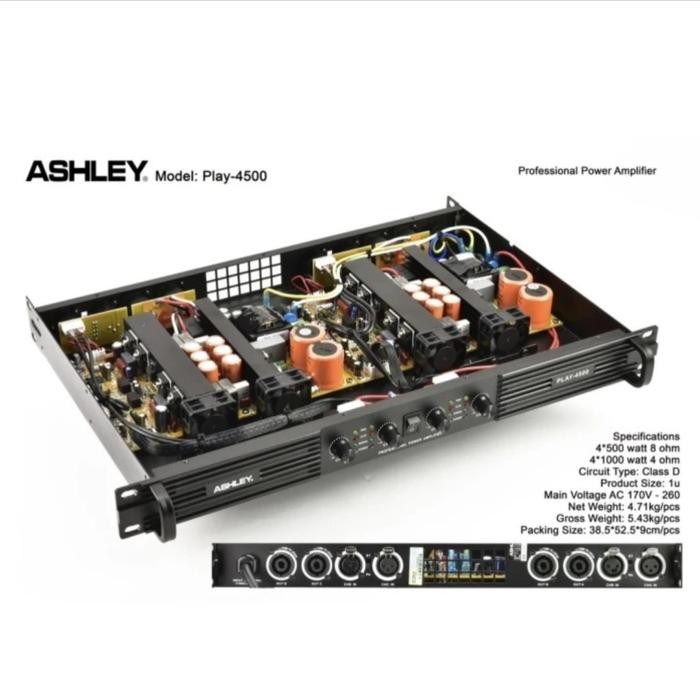 Murah Power Ashley Play 4500 Original Amplifier 4 Channel Class D Spefikasi Terlariss 