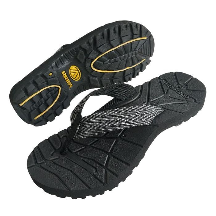 Sandal Jepit Gunung Eiger Hitam Polos Tali Motif Pria & Wanita Bonus Tas Jaring Insole Eva Spoon