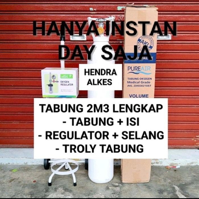 Ready Pure Air Tabung Oksigen Besar 2M Kubik One Health Isi 2M3 Lengkap Dengan Regulator Selang Dan