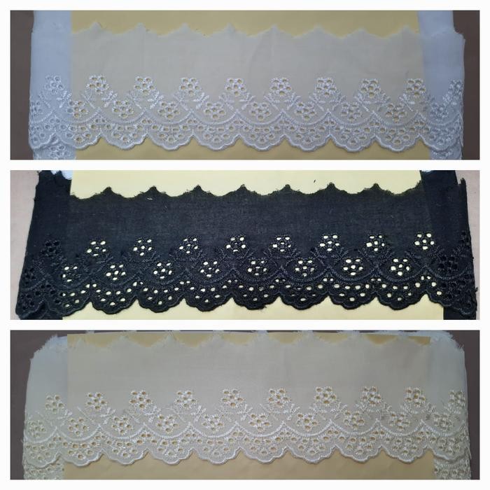 Renda Katun Lebar 7 Cm/Kain Bordir Katun 7451 - 15 Yds