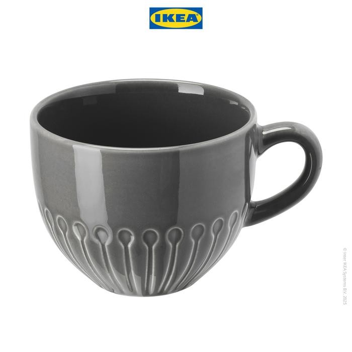 egk6- Ikea Strimmig Gelas Mug Putih 36Cl Bahan Tembikar Kitchenware