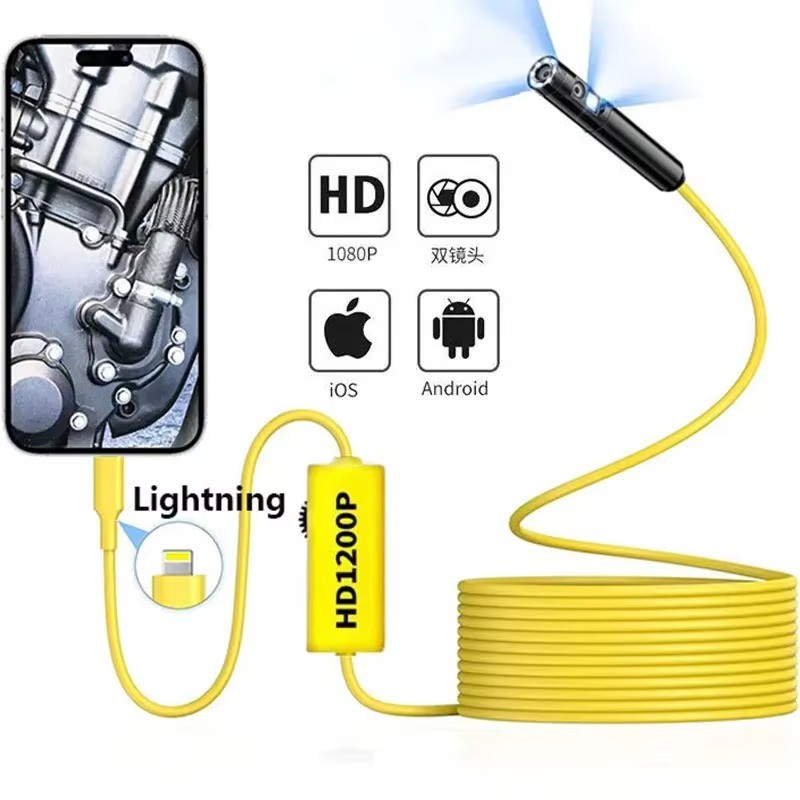 Hd Dual Lens Endoscope Camera For Iphone Huawei Xiaomi Pc Borescope Inspection Mini Camera Light 3