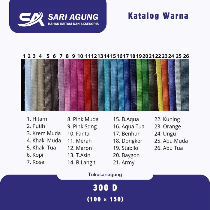 PernikKita- 300D (Meter) Bahan D 300 Dinir Kain Cordura Untuk Tas Ransel