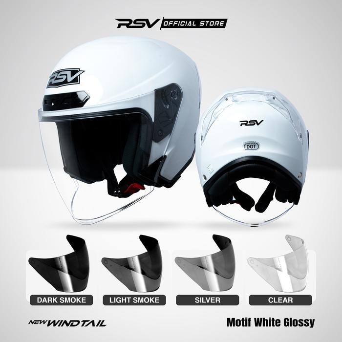 (Bundle) Helm RSV New Windtail Series + Extra Visor Warna (Smoke/Iridium) Half Face Unisex RSV