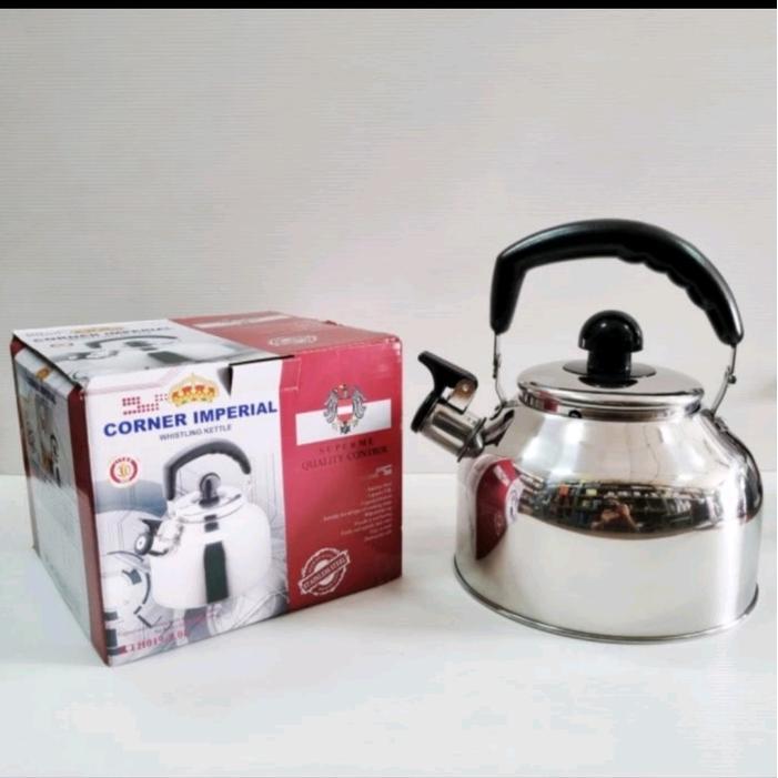 Teko stainless steel Corner Imperial whistling kettle /teko bunyi siul stainless ceret kettle