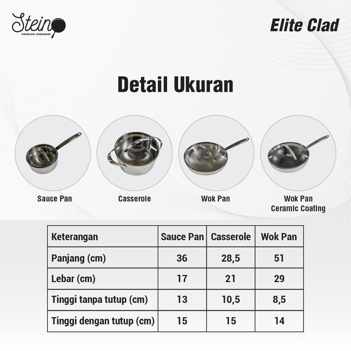 STEIN Elite Clad Caserole - Wajan Stainless Steel 20cm