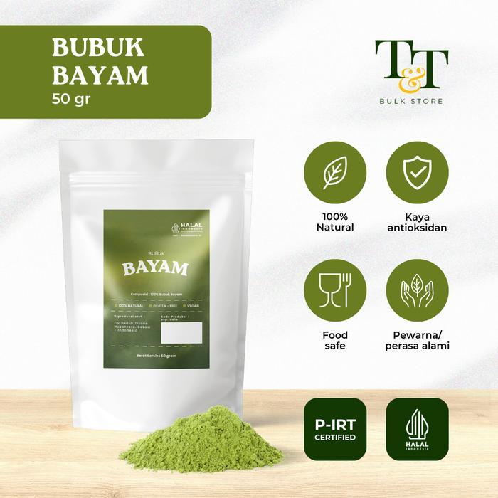 Tea & Tisane Bulk Store Bubuk Bayam / Spinach Powder / Vagetable Powder 50Gr - 1Kg Terbaruu!!