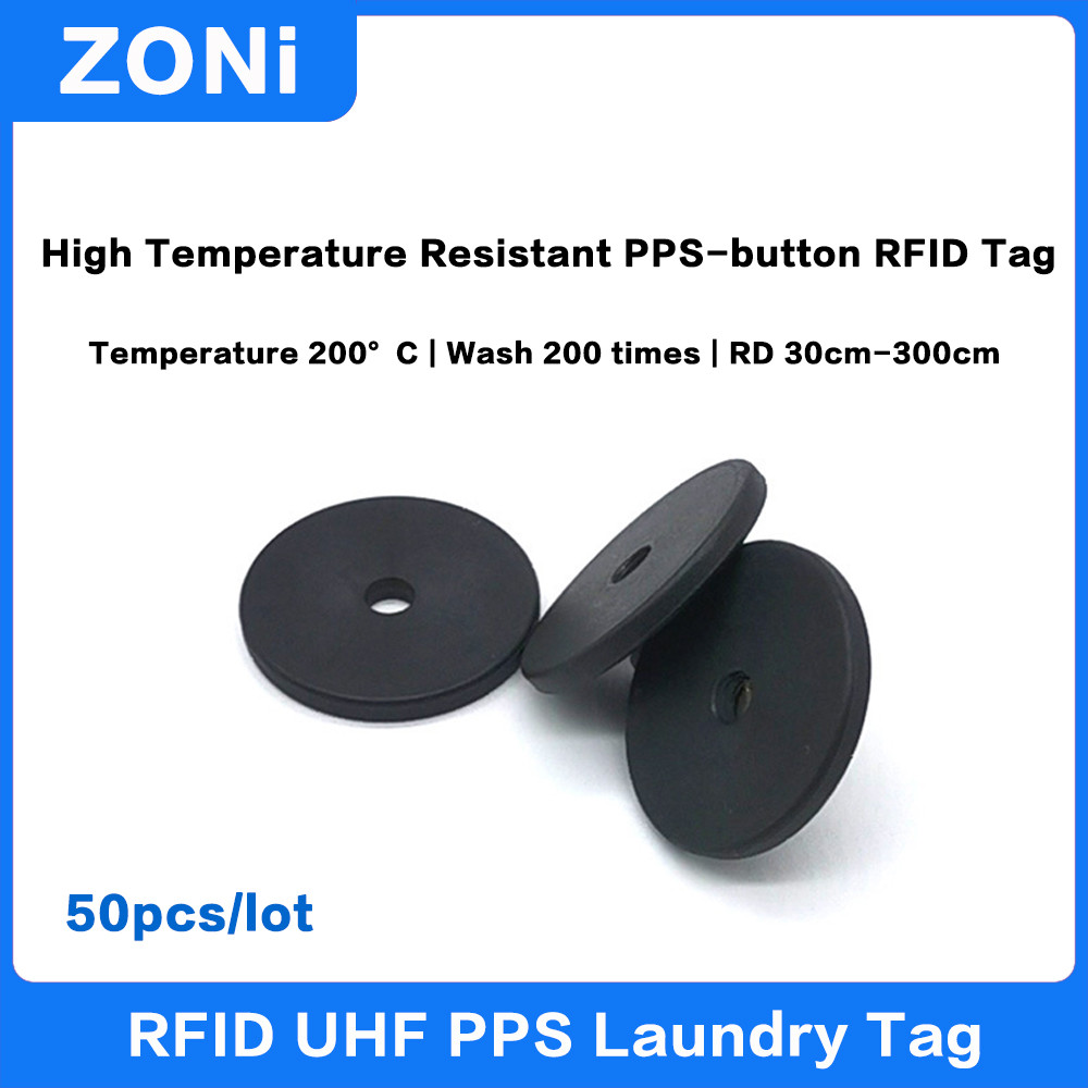 50pcs RFID UHF Laundry Tag 860-960MHz High Temperature Resistant PPS-button RFID Tag Smart Alien
