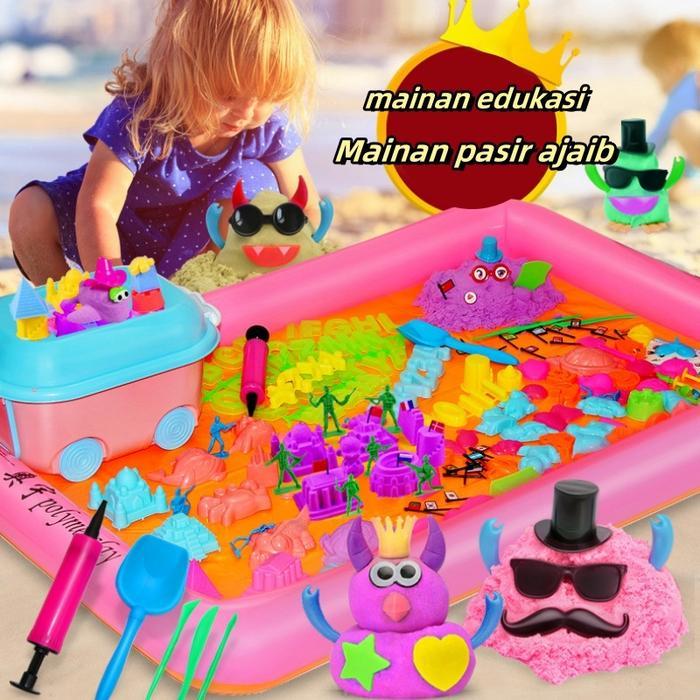 Mainan Pasir Ajaib Mainan edukasi anakMainan Pasir Ajaib Dinamis Edukasi Anak Isi Ulang Pasir Ajaib